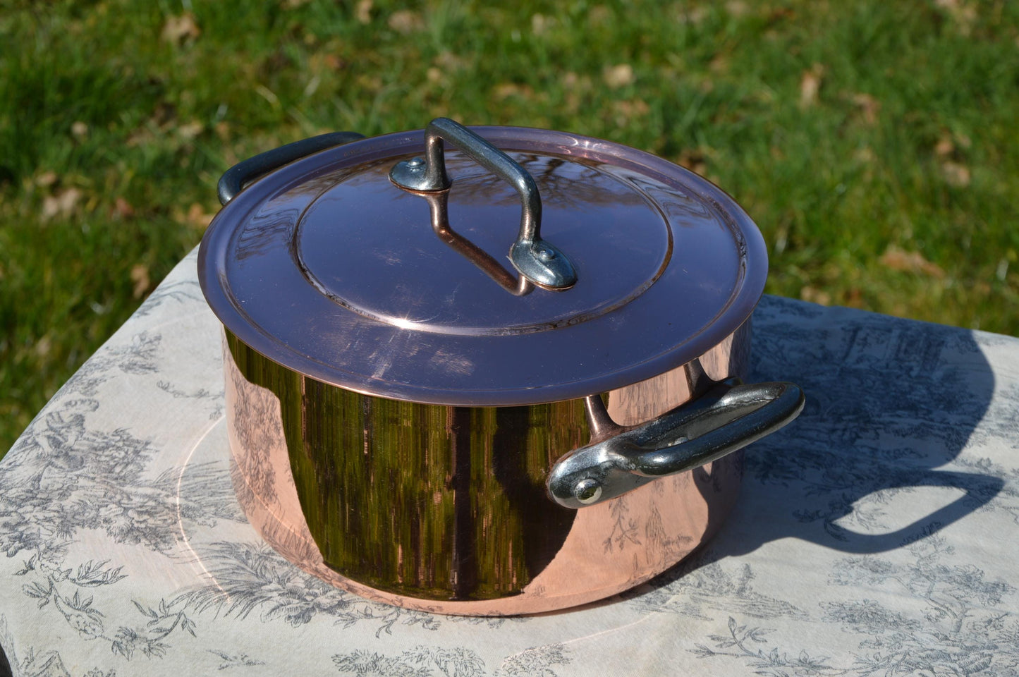 Antique Copper 2.9/3mm Bassine a Ragout Faitout Marmite Pan 24cm 9 1/2" French Copper Pot Refurbished Quality Copper Nickel Lined