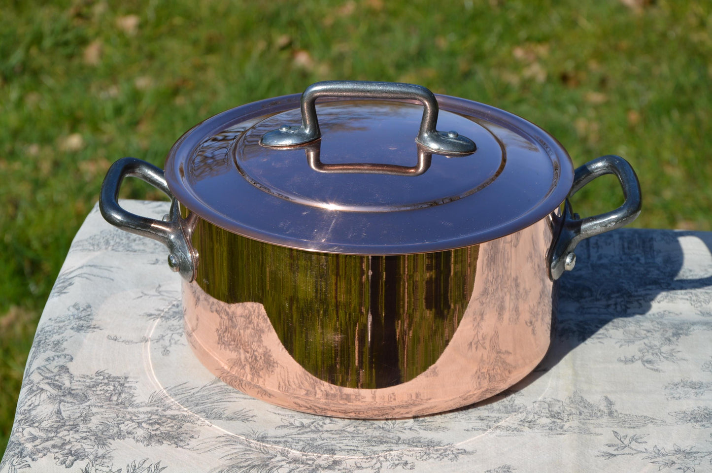 Antique Copper 2.9/3mm Bassine a Ragout Faitout Marmite Pan 24cm 9 1/2" French Copper Pot Refurbished Quality Copper Nickel Lined