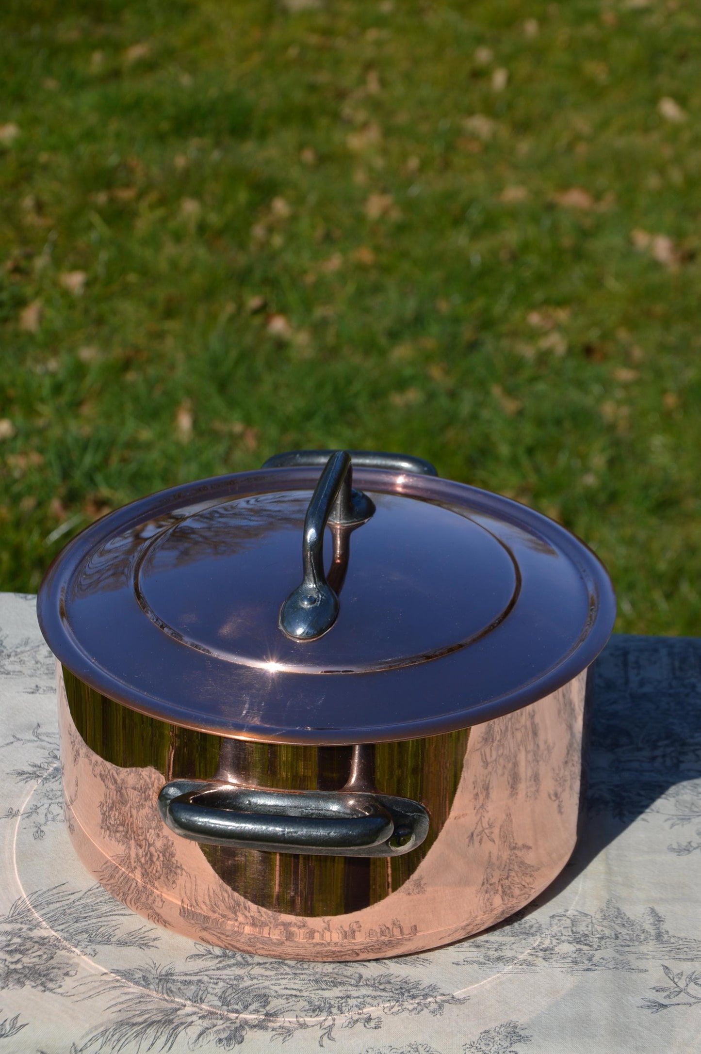 Antique Copper 2.9/3mm Bassine a Ragout Faitout Marmite Pan 24cm 9 1/2" French Copper Pot Refurbished Quality Copper Nickel Lined