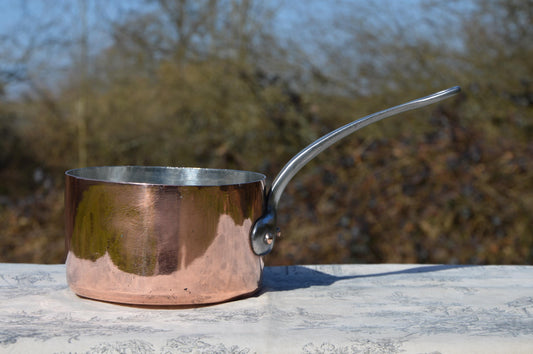 Antique Copper Pan Cockerel 14.5cm 5 3/4" Pan Charmois Lasnier Dehillerin Copper 1.3mm Sauce New Tin, New High Shine Fully Marked