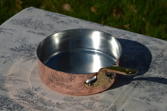 Chomette Favor Copper Saute 16cm 6 1/4 " Sauté French Vintage 1.5mm Good Sized New Hand Wiped Tin Heavy Quality Solid Pan Bronze Handle