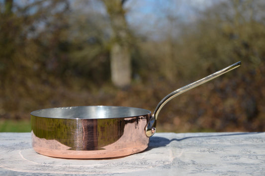 Chomette Favor Copper Saute 16cm 6 1/4 " Sauté French Vintage 1.5mm Good Sized New Hand Wiped Tin Heavy Quality Solid Pan Bronze Handle