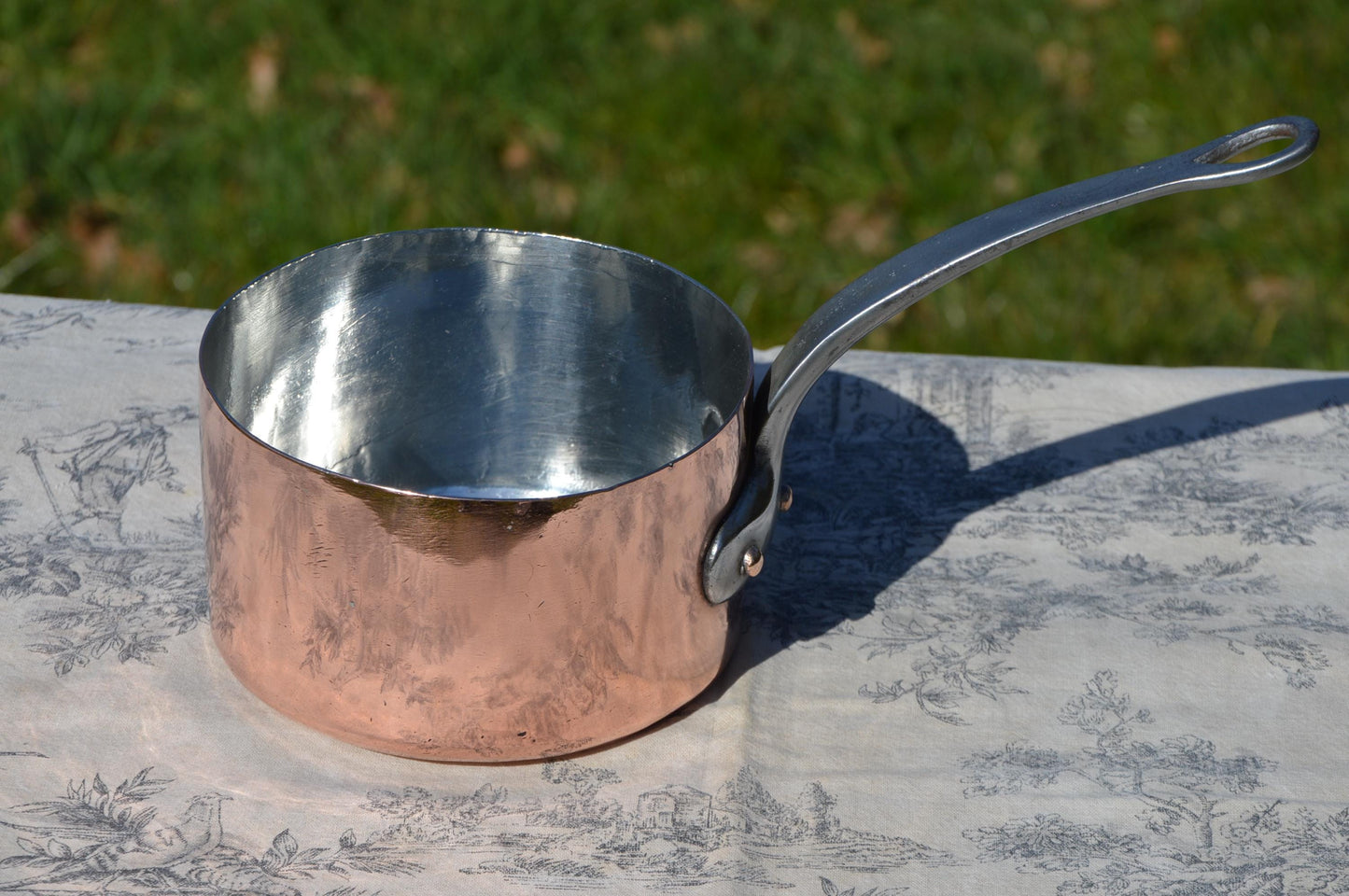 Antique Copper Pan Cockerel 14.5cm 5 3/4" Pan Charmois Lasnier Dehillerin Copper 1.3mm Sauce New Tin, New High Shine Fully Marked